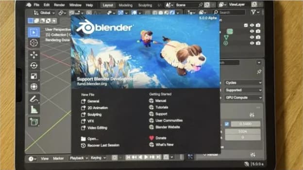 Blender 5 alpha on my iPad Pro M2