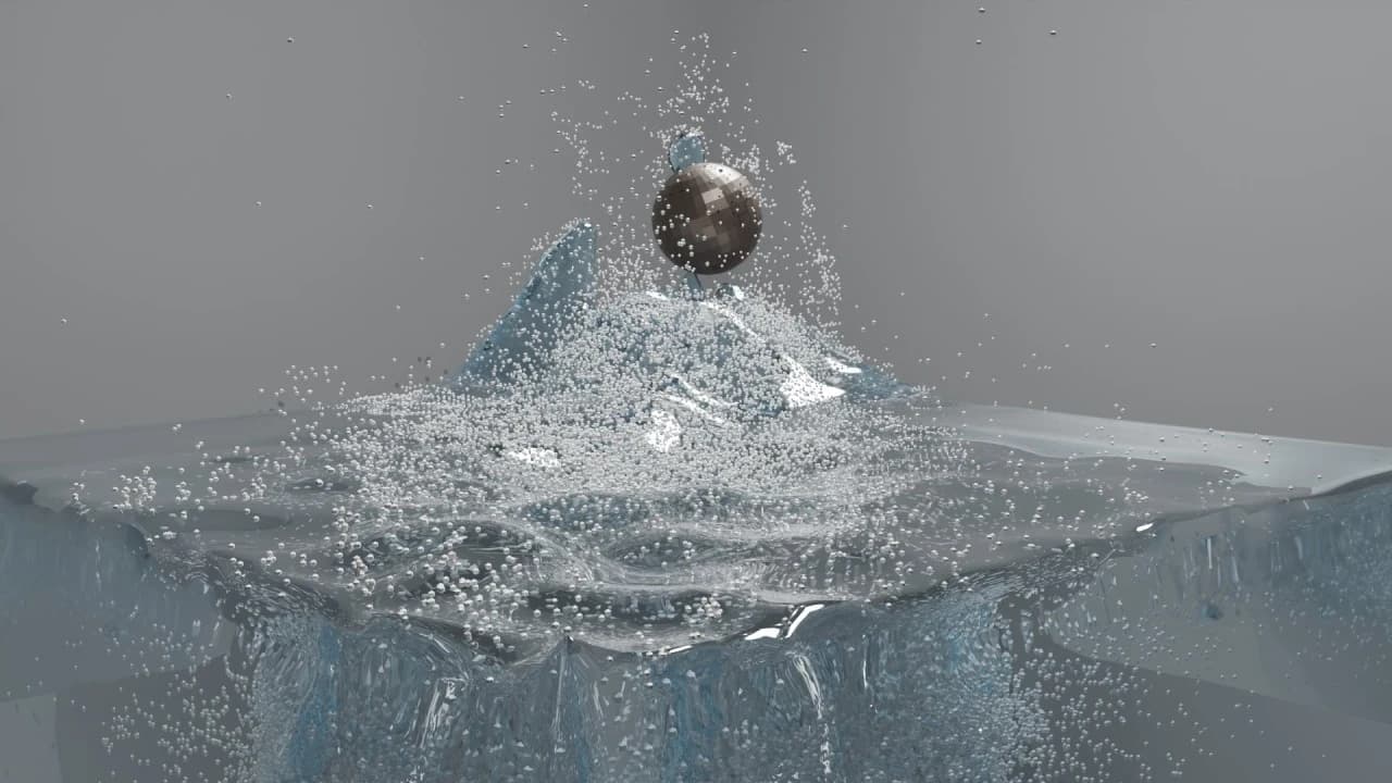 Water simulation made in Blender 5.1 with Cycles renderer based on Adaptive Phase-Field-FLIP for Very Large Scale Two-Phase Fluid Simulation method